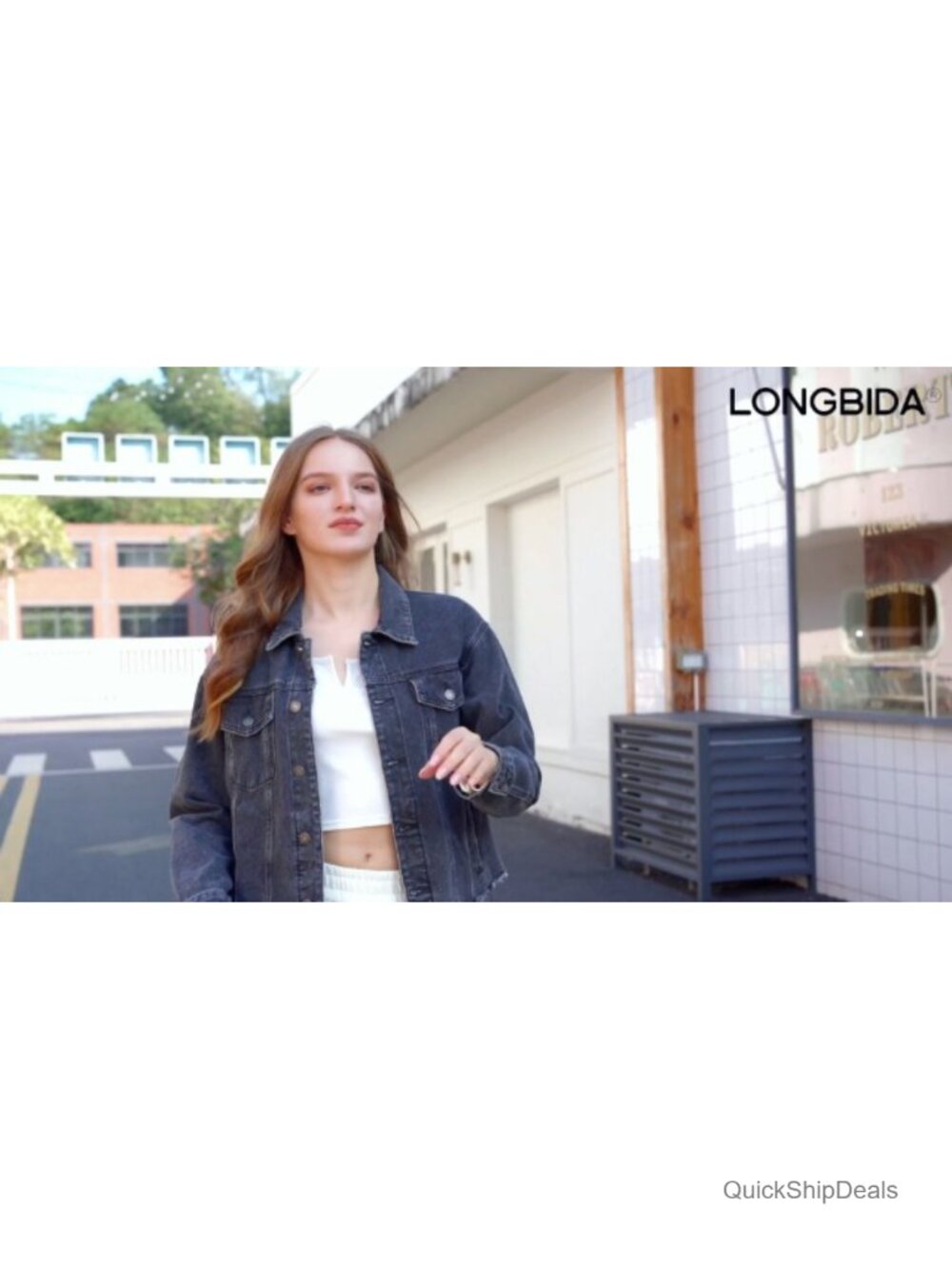 Frayed Washed Cropped Denim Jacket Button Up Jean Jacket - Picture 5 of 6